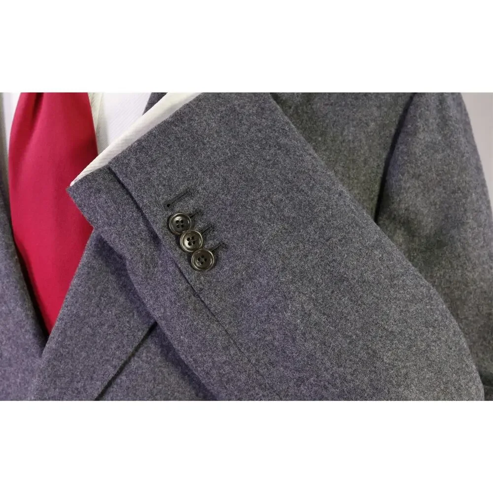 Sid Mashburn Kincaid No. 3 Gray Wool Cashmere Flannel Double Breasted Blazer 46R